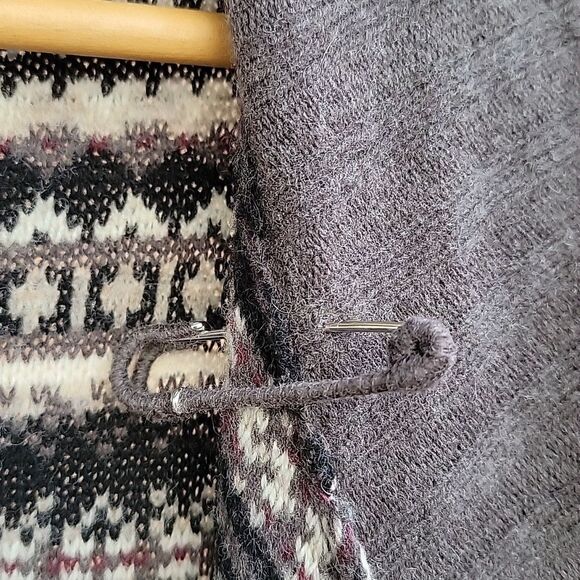 VTG Eddie Bauer wool cashmere blend cardigan duster coat fair isle lagenlook M L - Picture 3 of 11